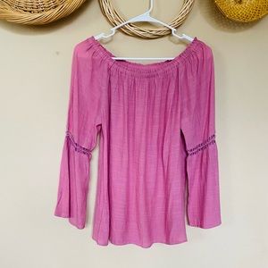 Speed Limit Off Shoulder Boho Pink Top SIze S